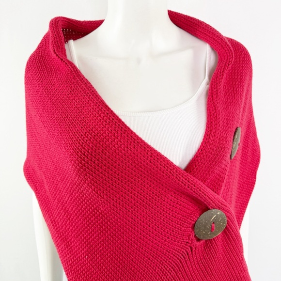 Pure Hand Knit Cranberry Red Wrap Shawl Scarf One Size Holiday Casual Lagenlook - Picture 3 of 7